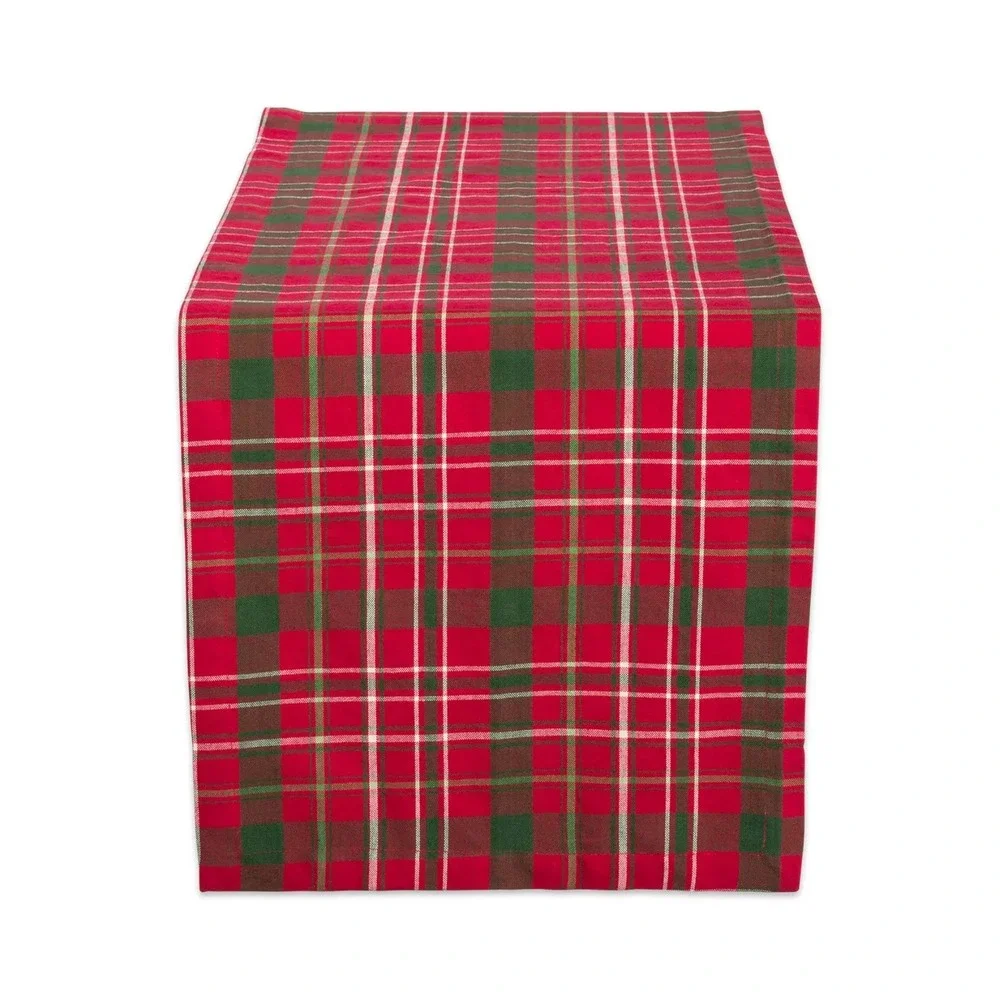 Tartan‎ Holly Plaid Christmas Table Runner, 14x108, Red & Green
